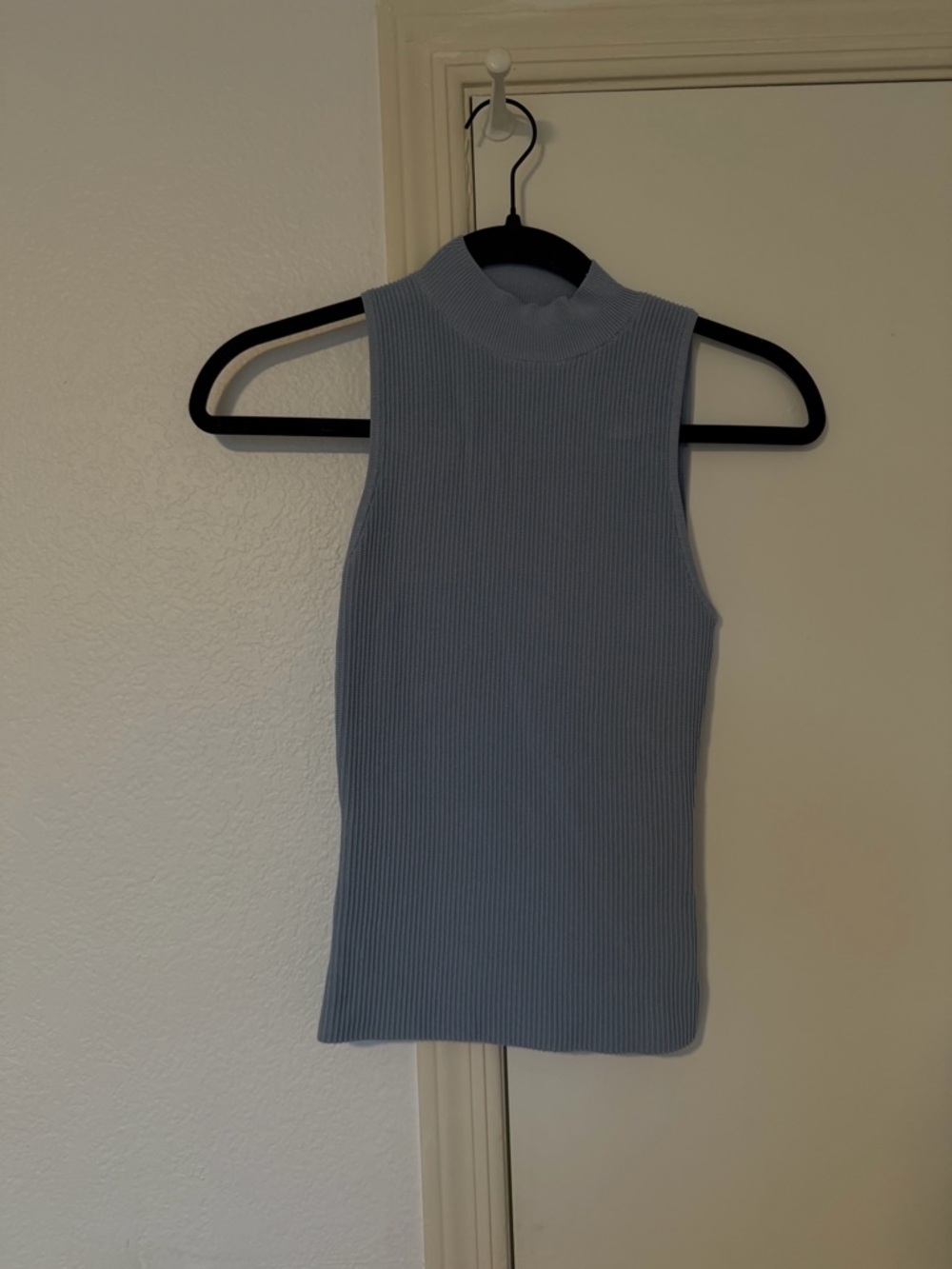 Aritzia Babaton Ribbed Mock Neck Tank Top - Light Blue
